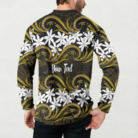 Personalised Cook Islands Manihiki Button Sweatshirt Tiare Maori Polynesian Waves Tattoo
