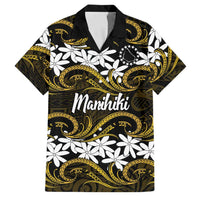 Personalised Cook Islands Manihiki Family Matching Short Sleeve Bodycon Dress and Hawaiian Shirt Tiare Maori Polynesian Waves Tattoo