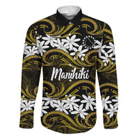 Personalised Cook Islands Manihiki Family Matching Short Sleeve Bodycon Dress and Hawaiian Shirt Tiare Maori Polynesian Waves Tattoo