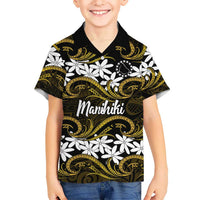 Personalised Cook Islands Manihiki Family Matching Short Sleeve Bodycon Dress and Hawaiian Shirt Tiare Maori Polynesian Waves Tattoo