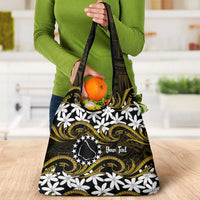 Personalised Cook Islands Manihiki Grocery Bag Tiare Maori Polynesian Waves Tattoo