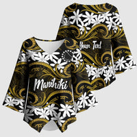 Personalised Cook Islands Manihiki Kimono Sleeve Blouse Tiare Maori Polynesian Waves Tattoo LT14 - Polynesian Pride