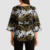 Personalised Cook Islands Manihiki Kimono Sleeve Blouse Tiare Maori Polynesian Waves Tattoo LT14 - Polynesian Pride
