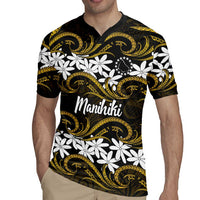 Personalised Cook Islands Manihiki Rugby Jersey Tiare Maori Polynesian Waves Tattoo LT14 - Polynesian Pride