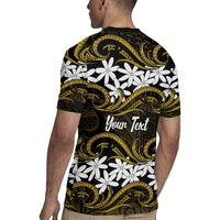 Personalised Cook Islands Manihiki Rugby Jersey Tiare Maori Polynesian Waves Tattoo LT14 - Polynesian Pride