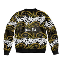 Personalised Cook Islands Manihiki Sleeve Zip Bomber Jacket Tiare Maori Polynesian Waves Tattoo LT14 - Polynesian Pride