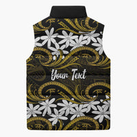 Personalised Cook Islands Manihiki Sleeveless Puffer Jacket Tiare Maori Polynesian Waves Tattoo