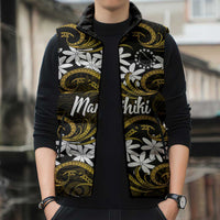 Personalised Cook Islands Manihiki Sleeveless Puffer Jacket Tiare Maori Polynesian Waves Tattoo