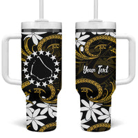 Personalised Cook Islands Manihiki Tumbler With Handle Tiare Maori Polynesian Waves Tattoo