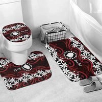 Personalised Cook Islands Atiu Enuamanu Bathroom Set Tiare Maori Polynesian Waves Tattoo LT14 Mat Set Only (3 pcs) One Size Red - Polynesian Pride