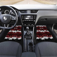 Personalised Cook Islands Atiu Enuamanu Car Mats Tiare Maori Polynesian Waves Tattoo LT14 Set 2pcs - Front Red - Polynesian Pride