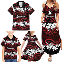 Personalised Cook Islands Atiu Enuamanu Family Matching Summer Maxi Dress and Hawaiian Shirt Tiare Maori Polynesian Waves Tattoo