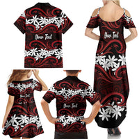 Personalised Cook Islands Atiu Enuamanu Family Matching Summer Maxi Dress and Hawaiian Shirt Tiare Maori Polynesian Waves Tattoo