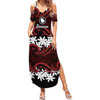 Personalised Cook Islands Atiu Enuamanu Family Matching Summer Maxi Dress and Hawaiian Shirt Tiare Maori Polynesian Waves Tattoo