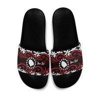 Personalised Cook Islands Atiu Enuamanu Slide Sandals Tiare Maori Polynesian Waves Tattoo LT14 Red - Polynesian Pride