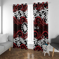 Personalised Cook Islands Atiu Enuamanu Window Curtain Tiare Maori Polynesian Waves Tattoo LT14 With Grommets Red - Polynesian Pride