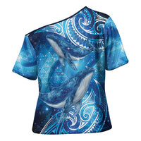 New Zealand Humpback Whale Matariki Cross Shoulder Shirt Maori New Year Taniko Niho Taniwha