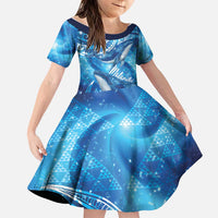New Zealand Humpback Whale Matariki Family Matching Off Shoulder Short Dress and Hawaiian Shirt Maori New Year Taniko Niho Taniwha