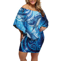 New Zealand Humpback Whale Matariki Family Matching Off Shoulder Short Dress and Hawaiian Shirt Maori New Year Taniko Niho Taniwha