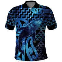Humpback Whale Matariki New Zealand Polo Shirt NZ Maori Paikea Poutama Luxury Blue