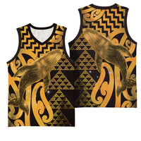 Humpback Whale Matariki New Zealand Basketball Jersey NZ Maori Paikea Poutama Luxury Gold