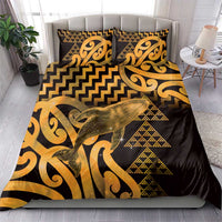 Humpback Whale Matariki New Zealand Bedding Set NZ Maori Paikea Poutama Luxury Gold