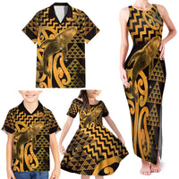 Humpback Whale Matariki New Zealand Family Matching Tank Maxi Dress and Hawaiian Shirt NZ Maori Paikea Poutama Luxury Gold
