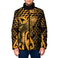 Humpback Whale Matariki New Zealand Padded Jacket NZ Maori Paikea Poutama Luxury Gold