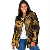 Humpback Whale Matariki New Zealand Padded Jacket NZ Maori Paikea Poutama Luxury Gold