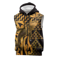 Humpback Whale Matariki New Zealand Sleeveless Zip Hoodie NZ Maori Paikea Poutama Luxury Gold