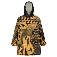 Humpback Whale Matariki New Zealand Wearable Blanket Hoodie NZ Maori Paikea Poutama Luxury Gold