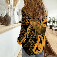 Humpback Whale Matariki New Zealand Women Casual Shirt NZ Maori Paikea Poutama Luxury Gold