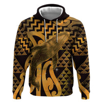 Humpback Whale Matariki New Zealand Zip Hoodie NZ Maori Paikea Poutama Luxury Gold LT14 Pullover Hoodie Gold - Polynesian Pride