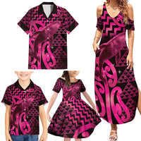 Humpback Whale Matariki New Zealand Family Matching Summer Maxi Dress and Hawaiian Shirt NZ Maori Paikea Poutama Luxury Pink