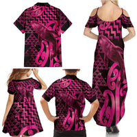 Humpback Whale Matariki New Zealand Family Matching Summer Maxi Dress and Hawaiian Shirt NZ Maori Paikea Poutama Luxury Pink