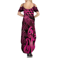 Humpback Whale Matariki New Zealand Family Matching Summer Maxi Dress and Hawaiian Shirt NZ Maori Paikea Poutama Luxury Pink
