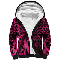 Humpback Whale Matariki New Zealand Sherpa Hoodie NZ Maori Paikea Poutama Luxury Pink