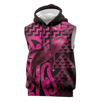 Humpback Whale Matariki New Zealand Sleeveless Hoodie NZ Maori Paikea Poutama Luxury Pink