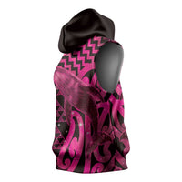 Humpback Whale Matariki New Zealand Sleeveless Hoodie NZ Maori Paikea Poutama Luxury Pink