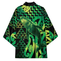 Humpback Whale Matariki New Zealand Kimono NZ Maori Paikea Poutama Luxury Green