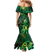 Humpback Whale Matariki New Zealand Mermaid Dress NZ Maori Paikea Poutama Luxury Green