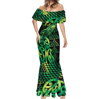 Humpback Whale Matariki New Zealand Mermaid Dress NZ Maori Paikea Poutama Luxury Green