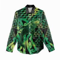 Humpback Whale Matariki New Zealand Women Casual Shirt NZ Maori Paikea Poutama Luxury Green