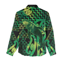 Humpback Whale Matariki New Zealand Women Casual Shirt NZ Maori Paikea Poutama Luxury Green