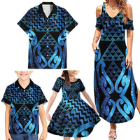 Taniko Motifs Matariki New Zealand Family Matching Summer Maxi Dress and Hawaiian Shirt NZ Niho Taniwha Poutama