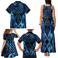 Taniko Motifs Matariki New Zealand Family Matching Tank Maxi Dress and Hawaiian Shirt NZ Niho Taniwha Poutama