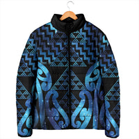 Taniko Motifs Matariki New Zealand Padded Jacket NZ Niho Taniwha Poutama