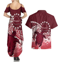 Cook Islands Mangaia Gospel Day Couples Matching Summer Maxi Dress and Hawaiian Shirt Polynesian Art With Sea Turtle