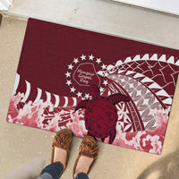 Cook Islands Mangaia Gospel Day Rubber Doormat Polynesian Art With Sea Turtle