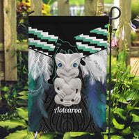 Aotearoa Korowai Motif Garden Flag Hei Tiki Poutama Maori Pattern LT14 Garden Flag Turquoise - Polynesian Pride